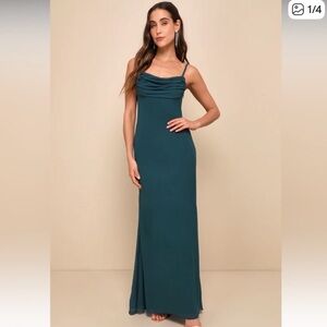 Lulu's Teal Green Pleated Maxi Dress